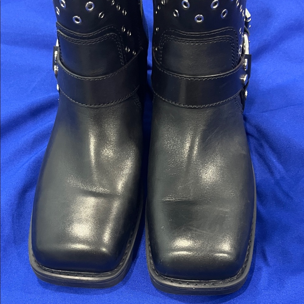 Michael Kors Black Studded Combat Moto Boots - Picture 3 of 4